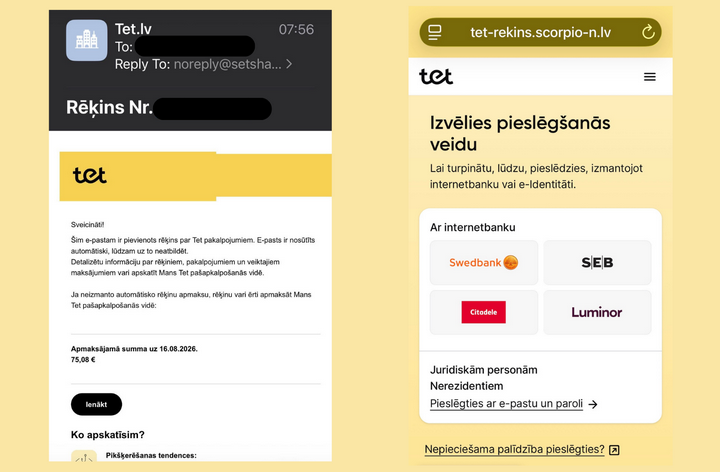Attēlā “Tet” pikšķerēšanas piemērs