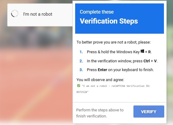 Attēlā “ClickFix” uzbrukuma vizuāls piemērs