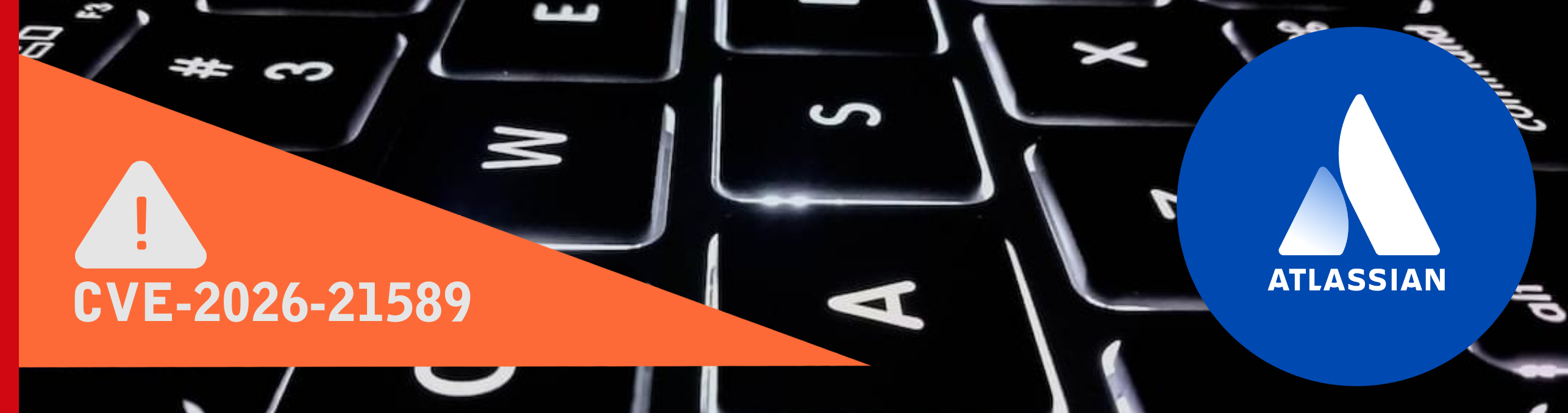 Attēlā CVE kods un Atlassian logo