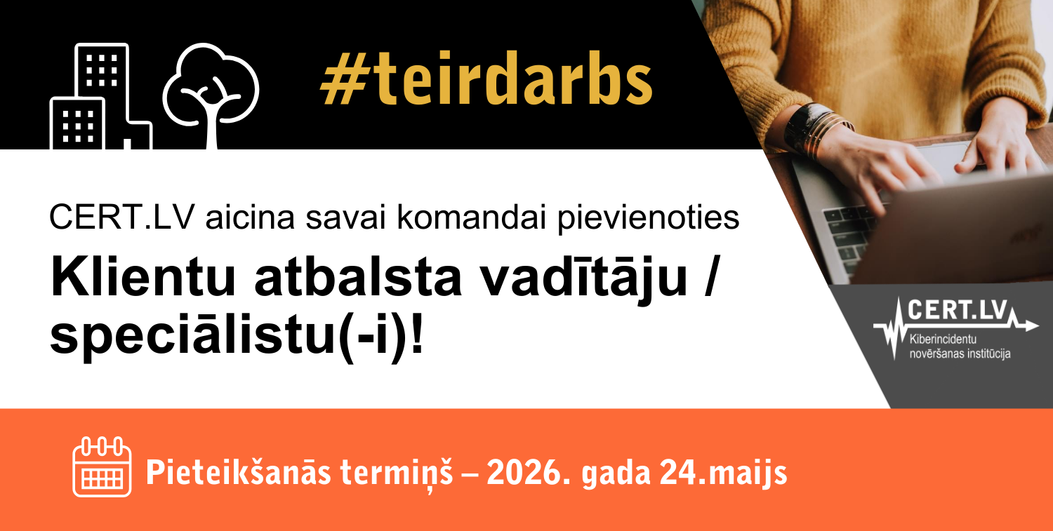 Attēlā redzams darba sludinājuma teksts ar pieteikšanās termiņu 24. maiju.